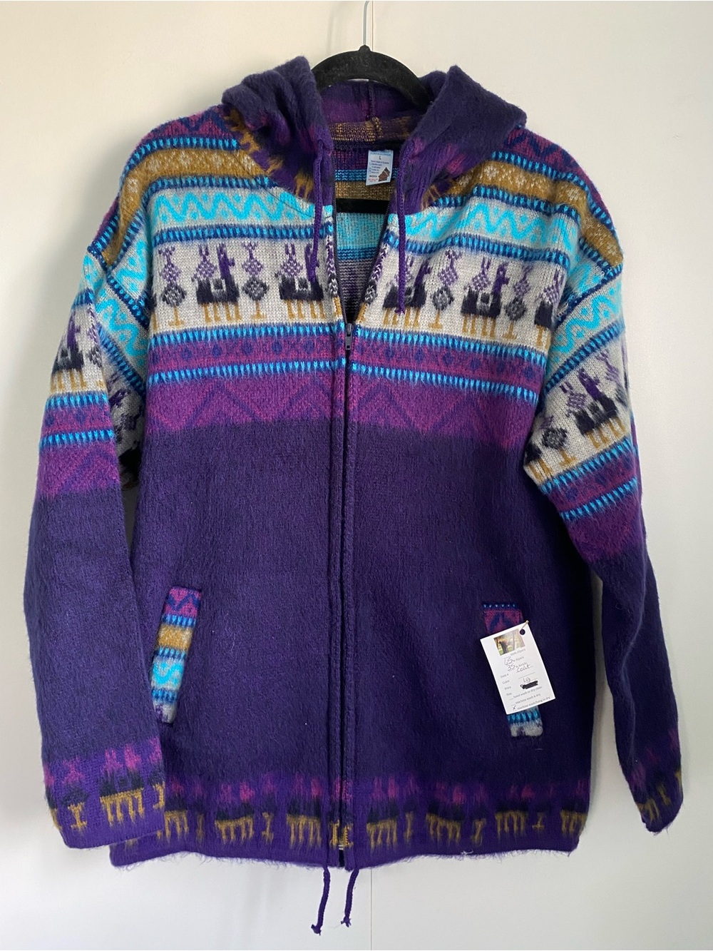 NWT Artesanias Alpaca Wool Large Colorful Jacket